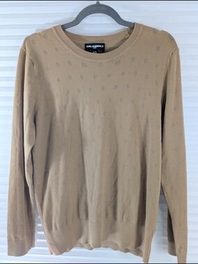 Karl Lagerfeld Paris Polka Dot Knit Sweater Camel XL